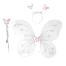 Kit Fantasia Infantil de Fada com Asa de Borboleta, Tiara e Varinha Encantada Halloween Carnaval Festas