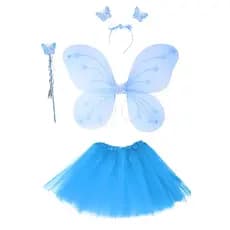 Kit Borboleta Infantil Fada C/ Asa Varinha Tiara E Saia Tule 40cm Todas as Cores