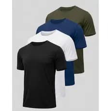 Kit 4 Camiseta Masculina Dry Fit Básica Lisa Tradicional Esportiva Academia Seca Rápido Anti Odor
