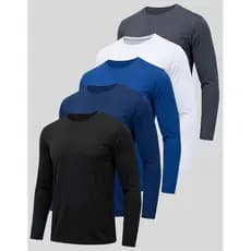 Kit 5 Camisa Segunda Pele Manga Longa Dry Camiseta Termica Proteção Solar Praia Corrida Bike Treino