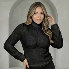 Casaco Teddy Cacharrel Manga Longa Gola Alta Blusa Feminina Inverno Sherpa Pelinho
