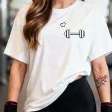 Camiseta Tshirt Oversized 100%Algodão  Feminina Gym Treino Academia Fitness Musculação halter fofo
