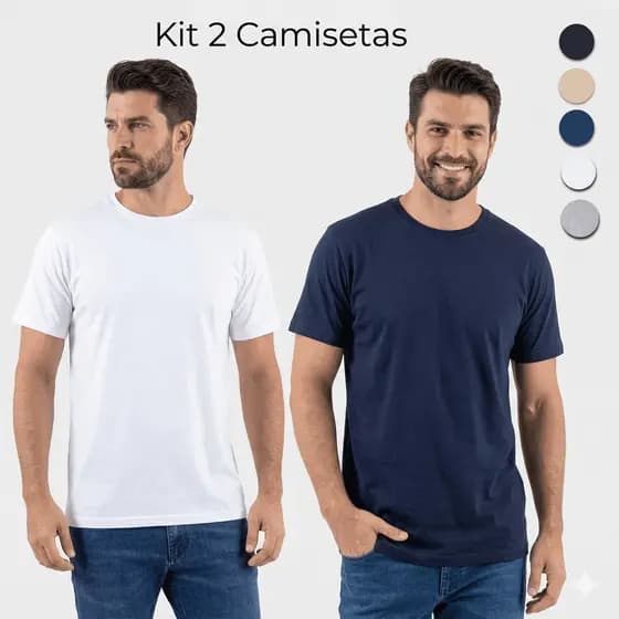 KIT 2 Camiseta Básica Masculina Lisa Cores 100% Algodão 30.1 P M G GG Manga Curta Oferta Promoção