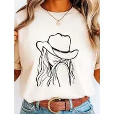 Camiseta Feminina Classica Moda Feminina Estampa Minimalistas Material 100% Algodão Tamanhos P ao G