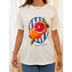 Camiseta Off- White Feminina Despojada Estampada  Estilo Moderna  – Do P ao G | Tecido Premium Confortável Algodão