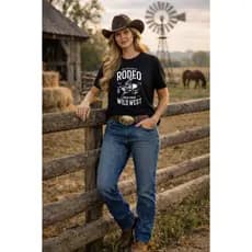 Camiseta Clássica Feminina Estilo Agro Rodeio Country  Peão Material 100% Algodão Tamanho P ao G