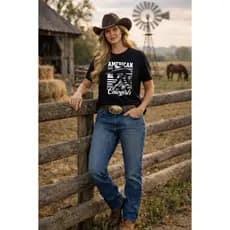 Camiseta Feminina Estilo Agro Rodeio Country Festa Peão Material 100% Algodão Tamanho P ao G