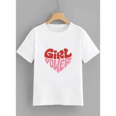 Camiseta Adulto Branca Estampada Girl Power Estampa  Material 100% Algodão Tamanho P ao G