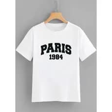 Camiseta Adulto e Infantil Unisex Estampado Paris 1984 Material 100% Algodão Premium Tamanhos 2 ao 14 e P ao G