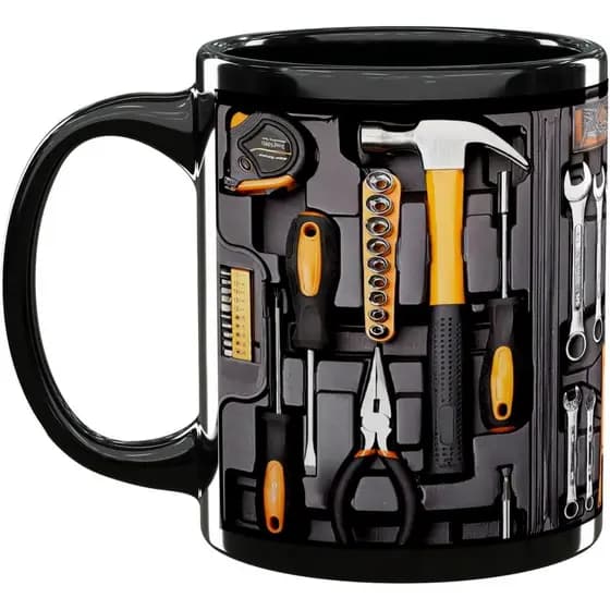 Caneca de Café em Forma de Caixa de Ferramentas, Caneca de Cerâmica para Mecânico, Presente Engraçado para Aniversário o