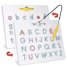 Quadro Magnético de Letras Dupla Face Gamenote, Quadro de Traçado com Ímãs de Alfabeto 2 em 1, Brinquedos de Prática de
