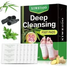 Pacote com 50 Adesivos para os Pés com Gengibre Natural, Óleo de Vinagre de Bambu e Carvão de Bambu, Adesivo para Cuidad
