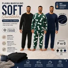 Pijama Masculino Soft Quentinho Inverno Liso e Estampado