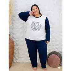 Pijama Plus Size Feminino em Malha do GG ao G7