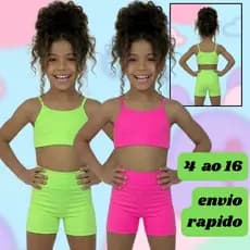 Conjunto Infantil Academia Feminino Top e Short em Suplex do 4 ao 16