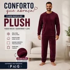 Pijama Longo Inverno Masculino em Plush Conforto e Qualidade P ao G