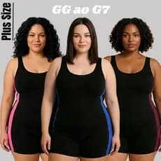 Maiô Macaquinho Plus Size Para Natação & Hidroginástica + Touca em Suplex do (GG ao G7)