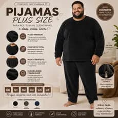 Pijama Plus Size Masculino Plush Adulto Quentinho Inverno Liso