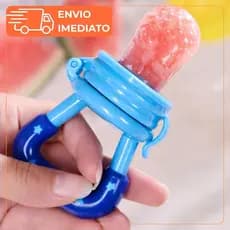 Chupeta Alimentação Infantil Mordedor Bebê Silicone Porta Frutas Introdução Alimentar Azul e Rosa