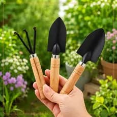 Kit Jardinagem 3 peças Ferramentas com Pazinhas e Garfo para Jardim Vasos Horta Cultivo