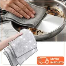 Panos De Limpeza Aço Inoxidável Premium Arear Panela Fogão Grelha Louça Tira Gordura Reutilizável