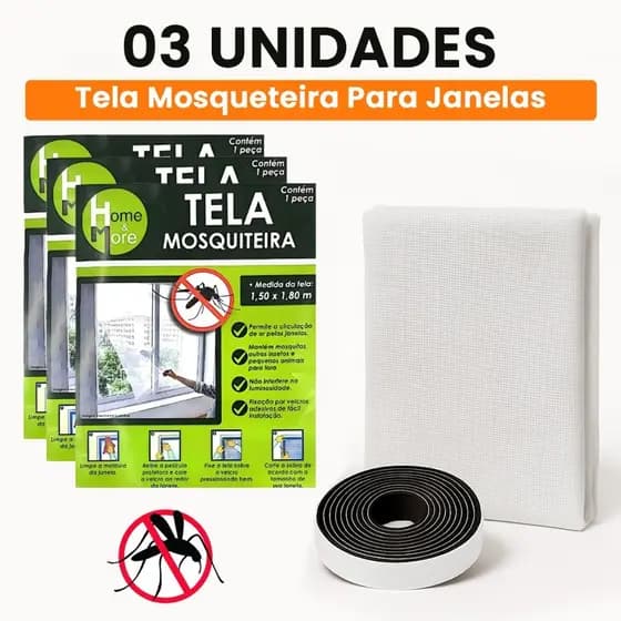 Tela Proteção Mosquiteiro Janela 1,3x1,5m ou 1,5x1,8m Com Velcro Autocolante Anti-inseto Mosquito