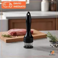 Amaciador de Carne Aço Inox com Furador Batedor Manual para Carnes Bifes Frango Cozinha