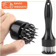 Amaciador Batedor de Carne Bife com Furador Manual Aço Inox Profissional