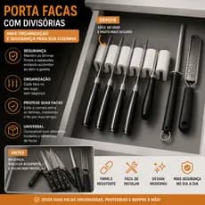 Porta Facas de Gaveta - + Segurança e Organização - Organizador de Gavetas