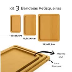 Kit Bandejas para Café Chá Petisqueira Condimentos Mesa Posta Decoração Organização