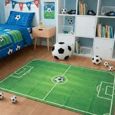 Tapete Infantil Emborrachado 1,00x1,50m Futebol Criança Brincar Menino Menina Quarto