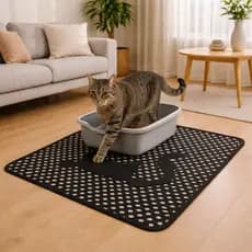 Tapete Higiênico Para Gato Com Coletor De Areia - Preto