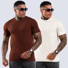 Kit 2 Camisa Masculina Slim Básica Premium Algodão Elastano Lisa Moderna Confortável