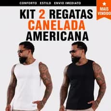 Kit 2 Regata Masculina Canelada Estilo Americana Slim Básica Academia Casual Premium Confortável