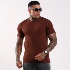 Camisa Masculina Básica Camiseta Premium Slim Básica Premium Algodão com Elastano Lisa Moderna
