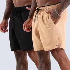 Kit 2 Short Bermuda Tactel Masculina Leve Confortável com Bolsos Cós Elástico Moda Praia Dia a Dia