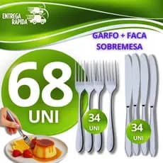 Conjunto 34-Garfos + 34-Facas de Sobremesa Inox Sorvete Bolo Açaí Doces Hotelaria EventoRestaurante Utensílios Talher
