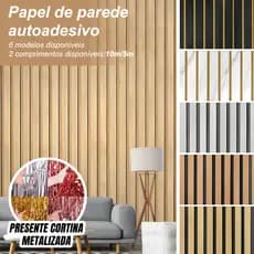 Papel de Parede Madeira Ripado Premium 10m/5m x 60cm Adesivo Autocolante Salas e Quartos