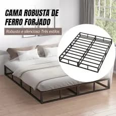 Estrado De Metal Para Cama de Solteiro/Cama De Casal Reforçado Dobrável Fácil de Montar com Estrutura de Aço Resistente