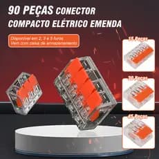 Kit 90 Peças Conector Compacto Elétrico Emenda E Derivação 2, 3 e 5 vias