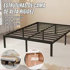 Cama de Solteiro e Casal Estrado de Metal Dobrável Fácil de Montagem Ripas de Aço Antiderrapante