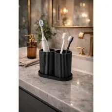 Porta objetos multiuso organizador de mesa duplo Porta canetas maquiagem escritório e banheiro – Porta objetos | MODUÉ