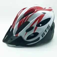 Capacete Bike Ciclismo Branco Vermelho com LED Sinalizador Tamanho G Ajustável MTB
