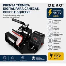 Prensa Térmica para Canecas Digital DEKO Sublimação Profissional