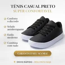 Tênis infantil Masculino Escolar Preto Confortável Casual Dia a Dia Antiderrapante