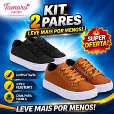 Kit 2 Pares Tênis Infantil Masculino Menino Leve e Confortável Escolar (Colegial)