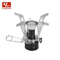 Mini fogão portátil para tanque de gás ao ar livre, cabeça de fogão para montanhismo com iluminação eletrônica