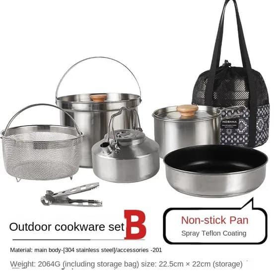 Conjunto de panelas ao ar livre NOBANA Camping Family Conjunto de panelas portáteis de aço inoxidável