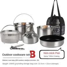 Conjunto de panelas ao ar livre NOBANA Camping Family Conjunto de panelas portáteis de aço inoxidável