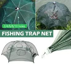 Rede De Pesca Gaiola De Camarão Guarda-chuva Forma Armadilha Dobrável Buracos Isca Peixes Pesca Camarão